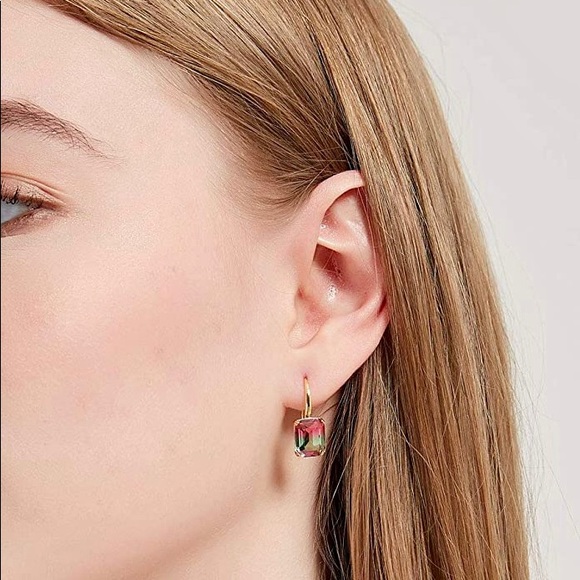 Watermelon Tourmaline earrings high quality elegant hand made ombre gradient - Picture 2 of 11